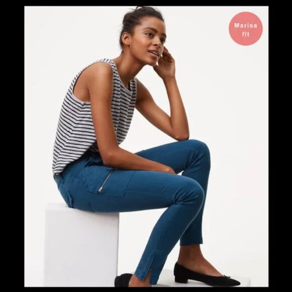 Ann Taylor Pants - Ann Taylor Marisa fit ankle zip moto ankle crop patch pocket skinny utility pant